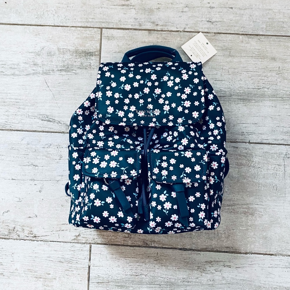Kate Spade Carley NAVY BLUE FLORAL medium backpack